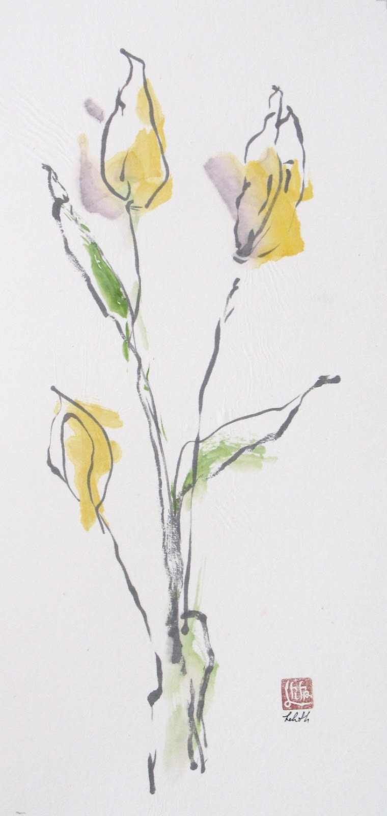 Do You Remember Creating? A sumi-e painting of a yellow flower to compliment this article.