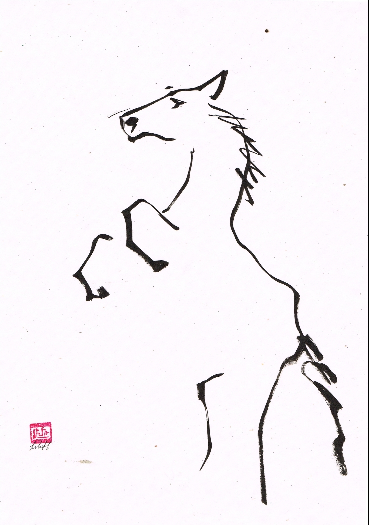 A Sumi-e painting of a horse used to represent the idea of self-promotion in this blog post