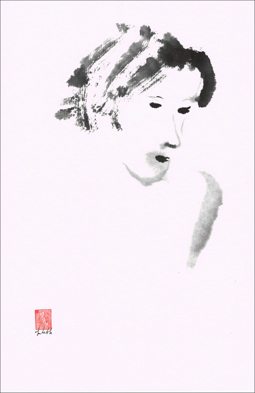 Calligraphy painting of woman depicting the need to accept yourself